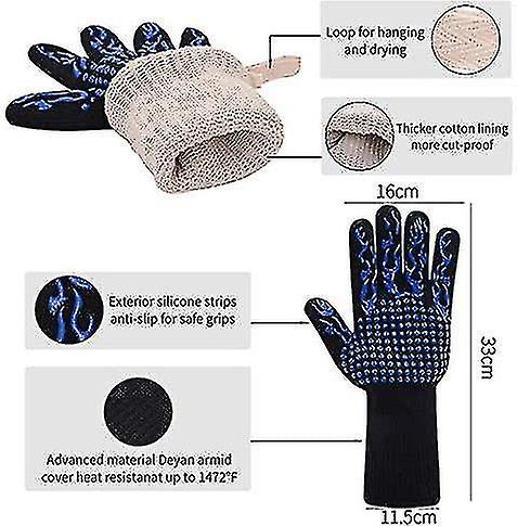 1 Pair Of Heat Resistant Bbq Gloves > Non-slip Silicone Oven Gloves Up To 800c > Bbq Universal Gloves