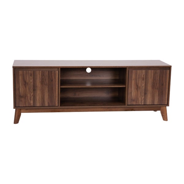 TV Stand with Adjustable Middle Shelf - Dual Soft Close Storage Doors