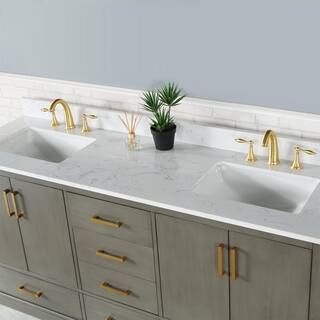 Altair Monna 72 in. W x 22 in. D x 34 in. H Bath Vanity in Gray Pine with Carrara White Composite Stone Top 544072-GP-AW-NM