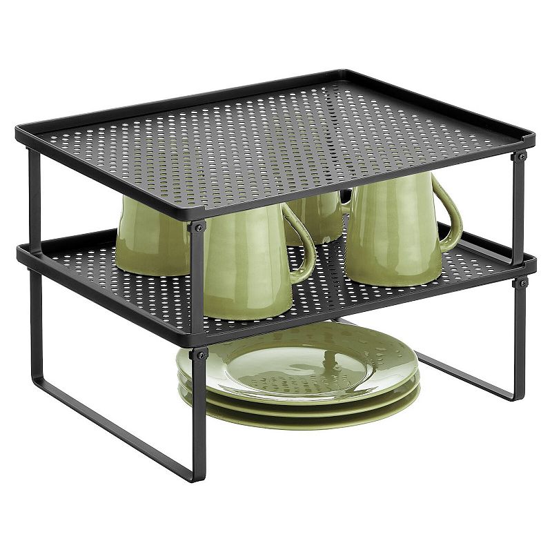 mDesign Metal Kitchen Shelf Stackable Organizer Storage Rack， 2 Pack