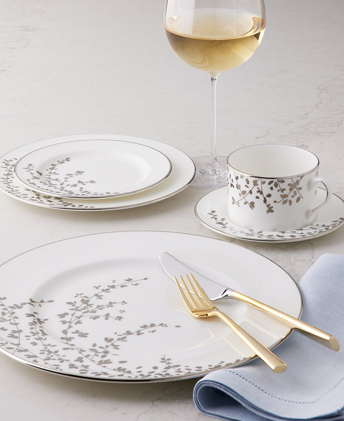 Macy's Kate Spade New York Gardner Street Platinum Dinnerware Lenox Tuscany Glassware and Kate Spade New York Malmo Flatware