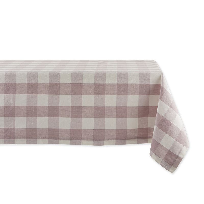 60 x 84 White and Dusty Lilac Buffalo Check Table Cloth