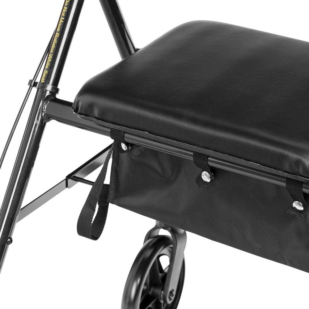 Drive Medical Rollator Rolling Walker with 6 in. Wheels Fold Up Removable Back Support and Padded Seat Black r726bk