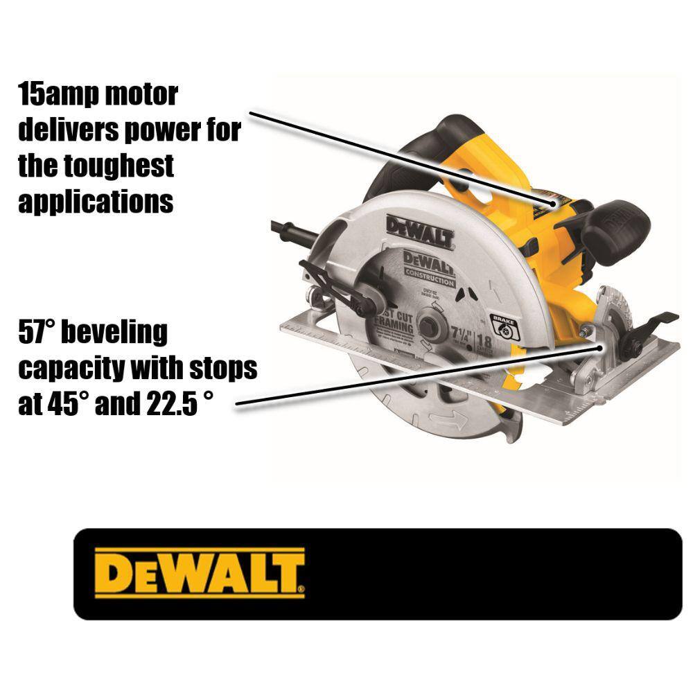 DW 15 Amp 7-14 in. Lightweight Circular Saw with Electric Brake DWE575SB