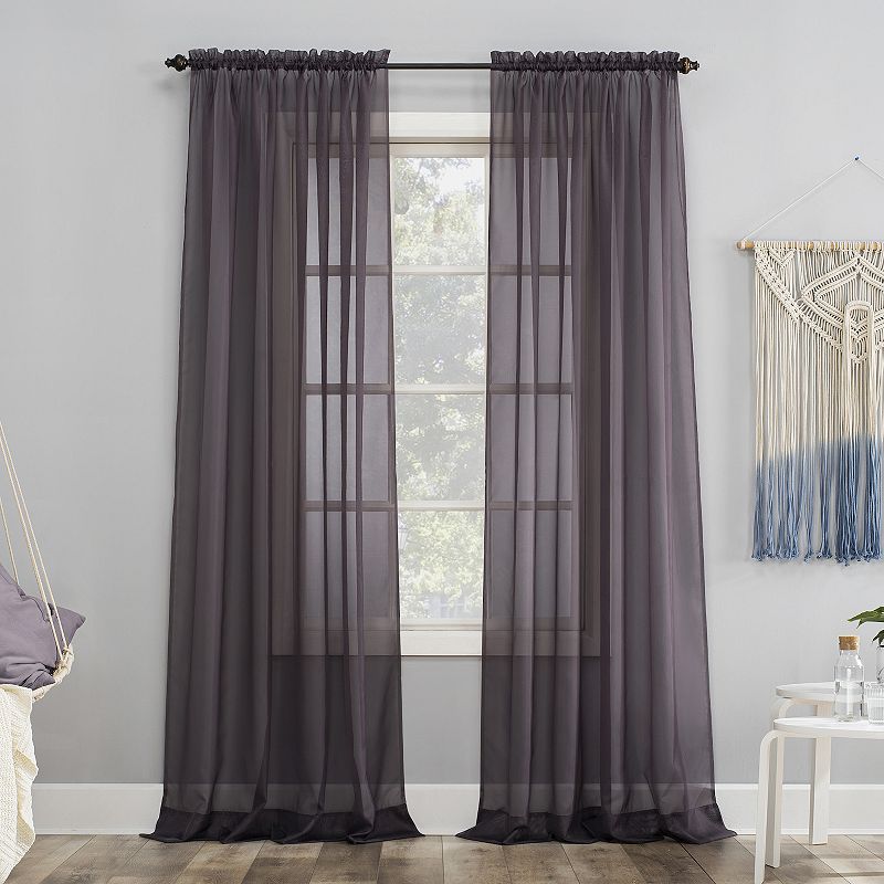 No. 918 Emily Solid Sheer Voile Rod Pocket Single Window Curtain Panel