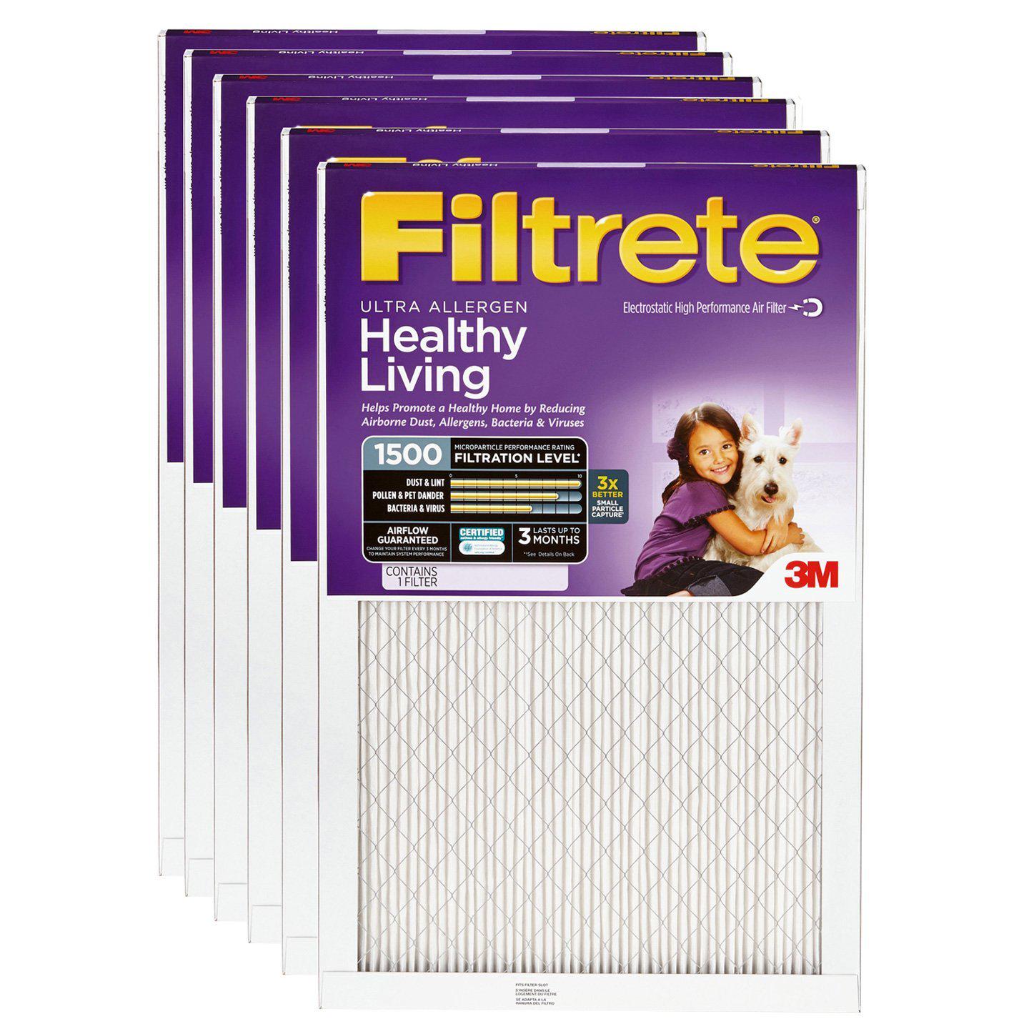 MERV 11 16x25x1 Ultra Allergen Air Filter 6 Pack