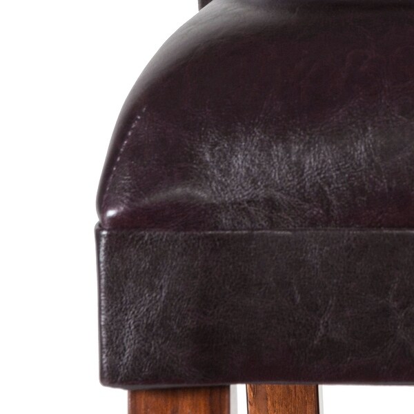 24-inch Luxury Brown Faux Leather Barstool - 24 inches