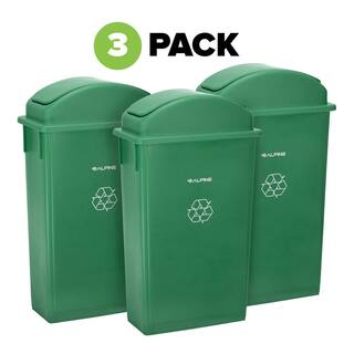 Alpine Industries 23 Gal. Green Plastic Commercial Slim Trash Can with Dome Lid (3-Pack) 4778-1-GRN-3