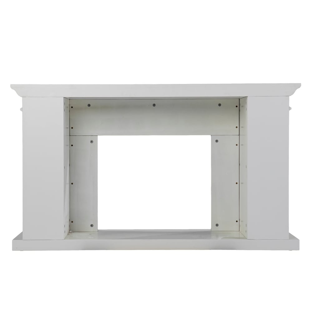 SEI Furniture Repetto Transitional White Curio Shelves Wood Electric Fireplace