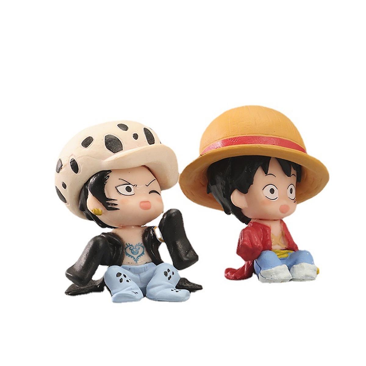 2pcs/lot One Piece Luffy Anime Figure Toy Models 4cm