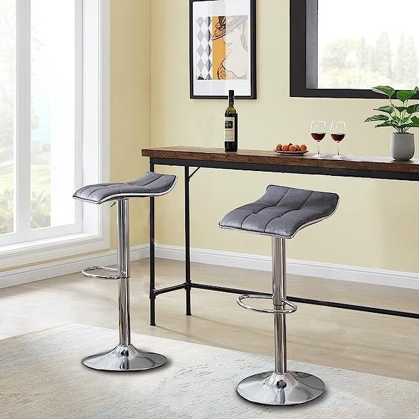 Ebello Bar Stools Set of 2 Square Backless Adjustable Tall Stools