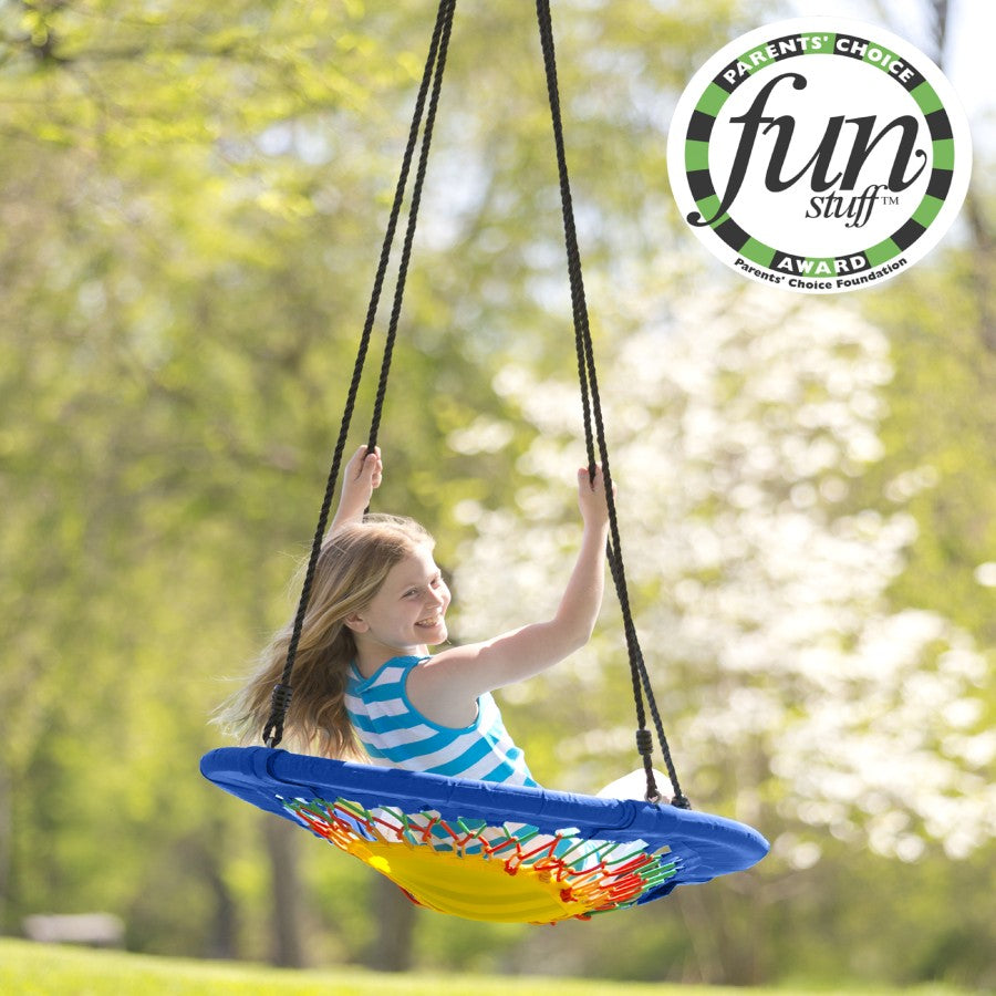 HearthSong 32-Inch FunShine Round Bungee Swing with Adjustable Seat for Kids