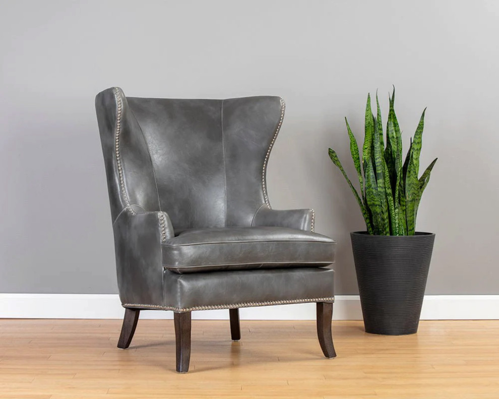 Isano Lounge Chair  Overcast Gray   Transitional   Armchairs And Accent Chairs   by Peachtree Fine Furniture  Houzz