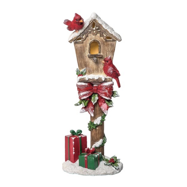 Transpac Resin 15 25 In Multicolored Christmas Light Up Bird House Decor