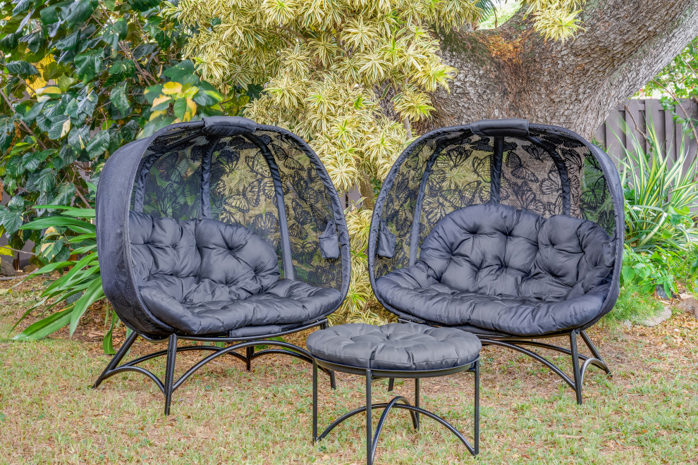 56H x 50W x 26D Black Conversation Set Butterfly Design   Transitional   Outdoor Lounge Sets   by IDEAZ International  LLC  Houzz