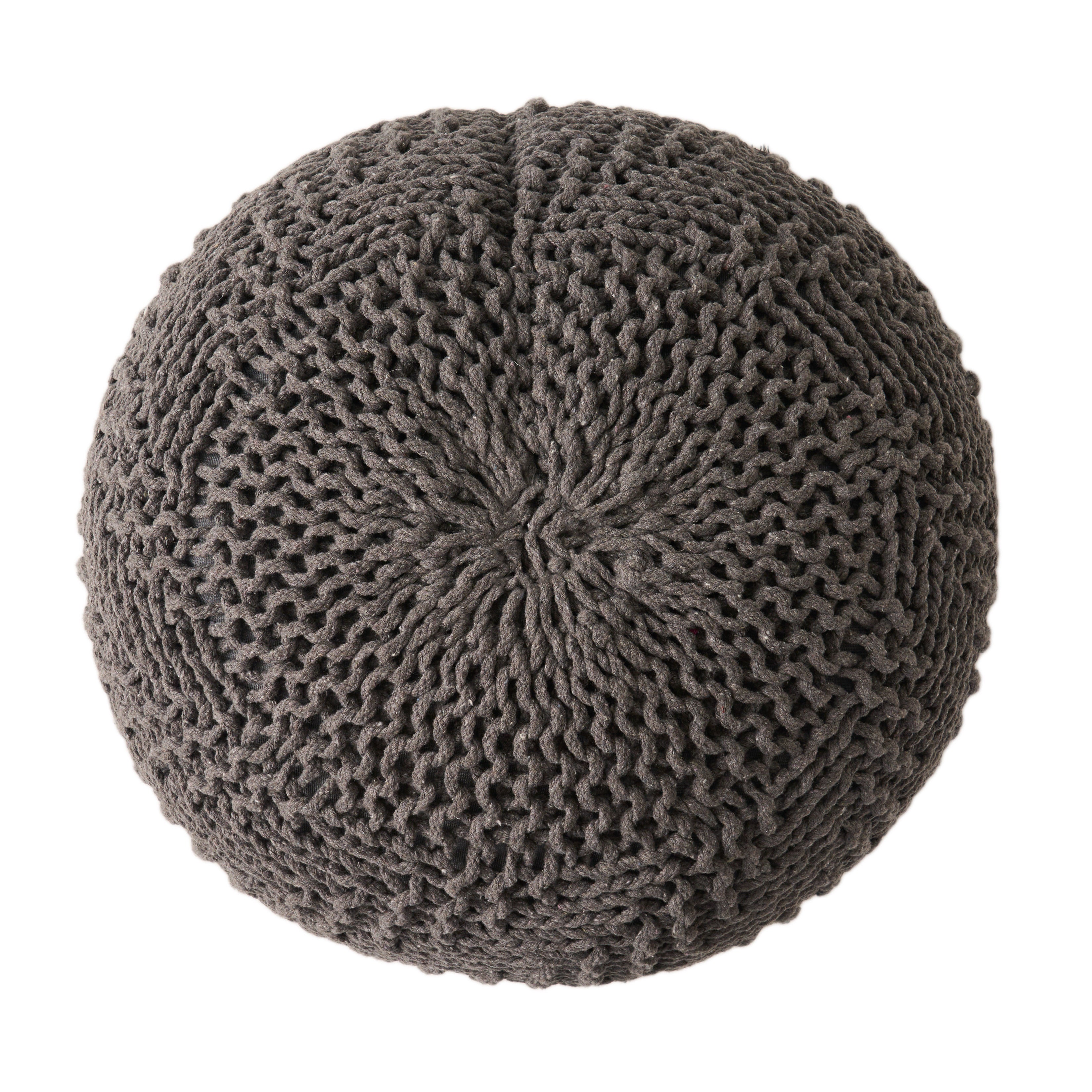 Flovilla Modern Knitted Cotton Round Pouf