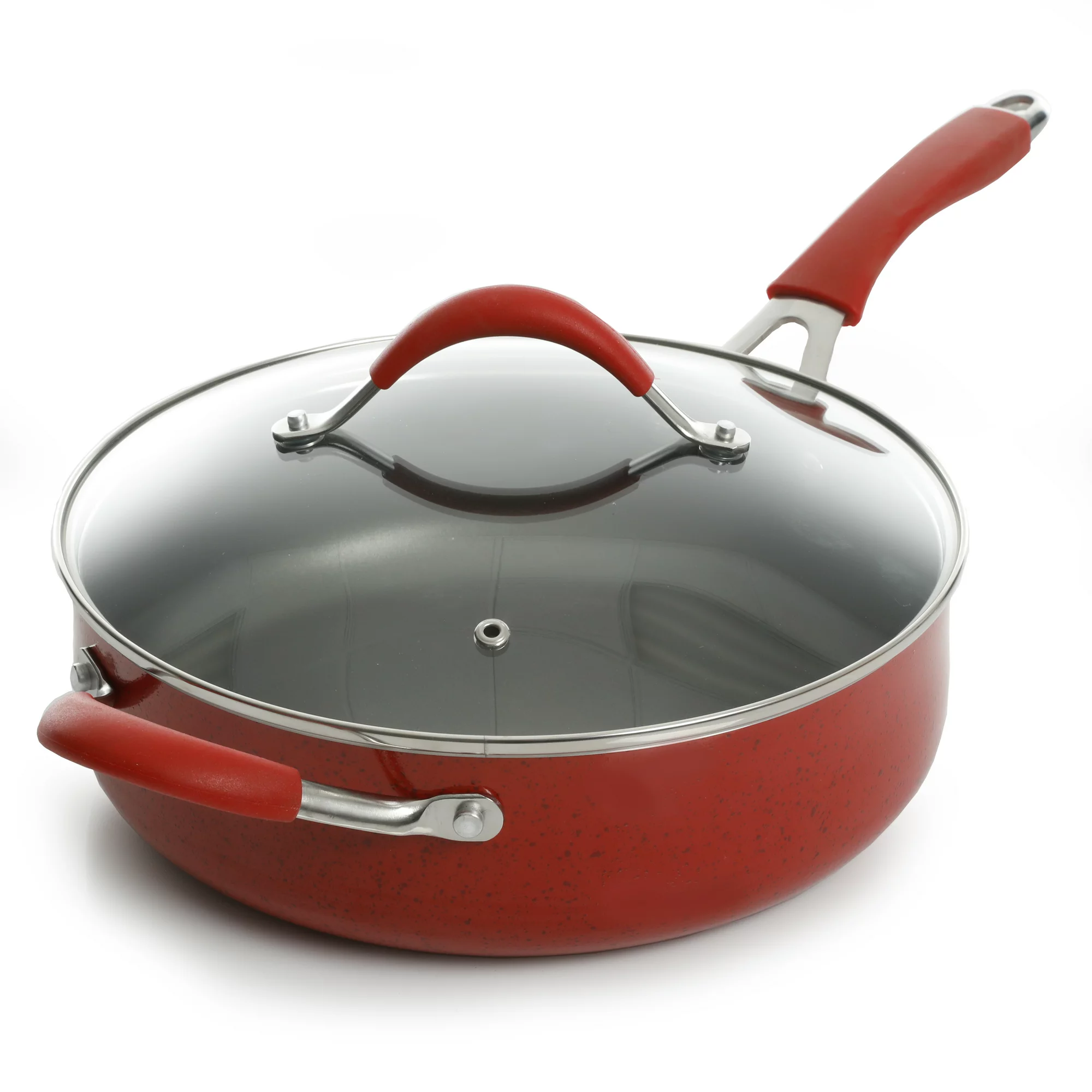 The Pioneer Woman Frontier Speckle 10-Piece Aluminum Nonstick Cookware Set， Red