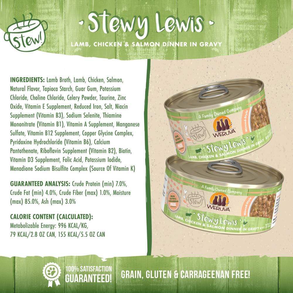 Weruva Classic Cat Stews! Stewy Lewis with Lamb Chicken and Salmon in Gr