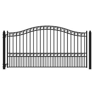 ALEKO Paris Style 18 ft. x 6 ft. Black Steel Single Swing Driveway Fence Gate DG18PARSSW-HD