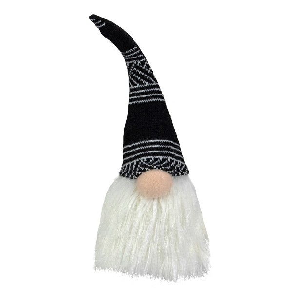 Northlight 12 inch Black And White Plush Sitting Christmas Gnome Tabletop Decoration