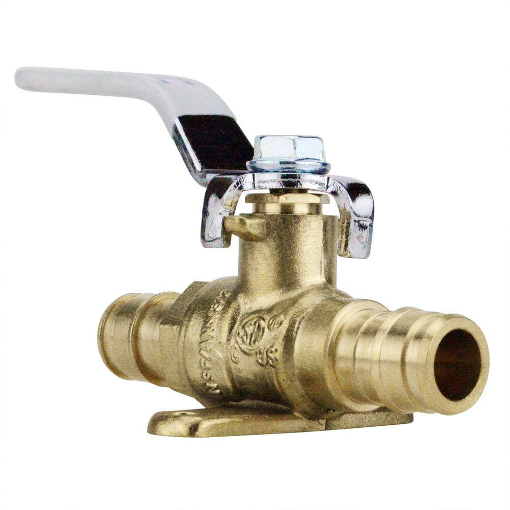 Apollo 12 in. Brass PEX-A Barb Ball Valve with Drain and Mounting Pad EPXV12WD