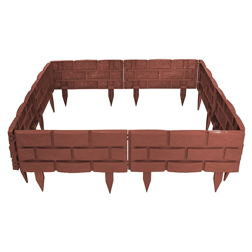 Fyeme 1Pc Terracotta Brick Effect Plastic Fence,Garden Fence Plant Border Decorations DIY Landscape Splicing Fence,Br