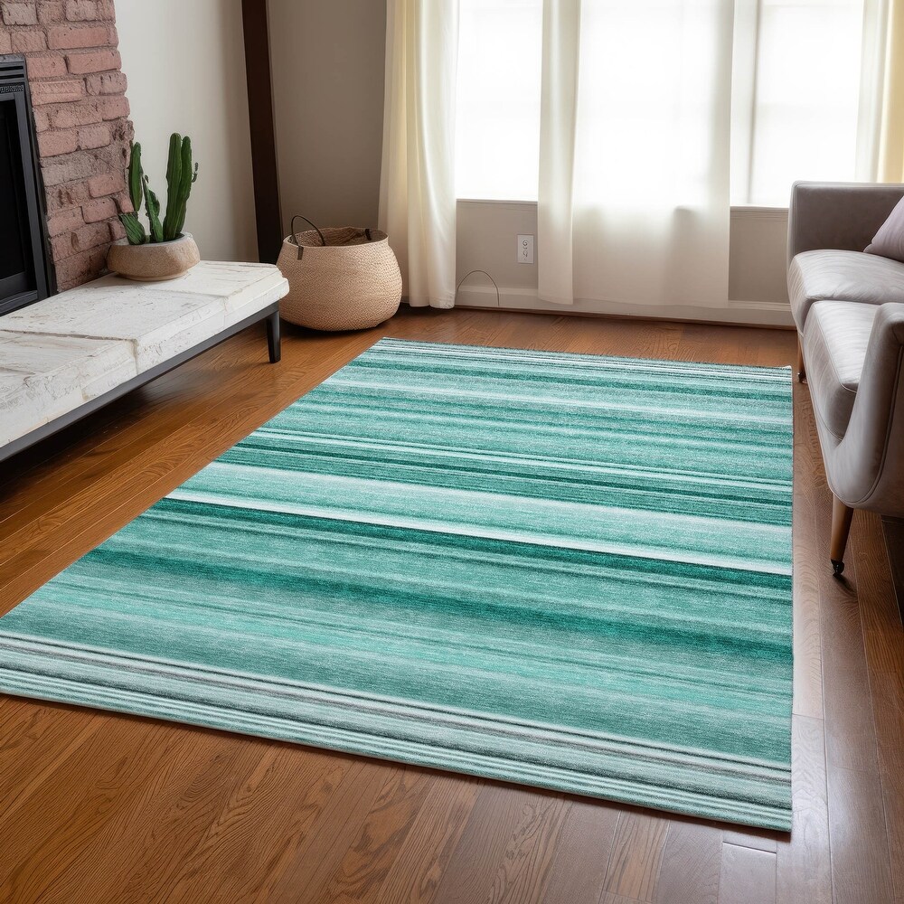 Machine Washable Indoor/ Outdoor Chantille Multi Stripe Rug