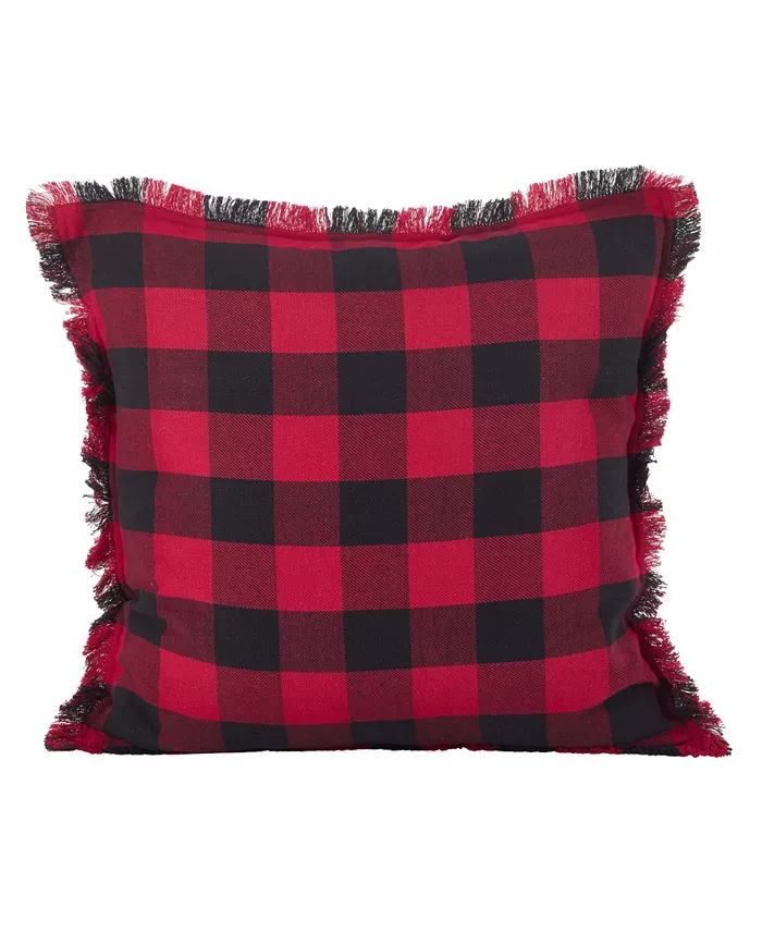 Saro Lifestyle Buffalo Plaid Fringed Decorative Pillow， 20 x 20