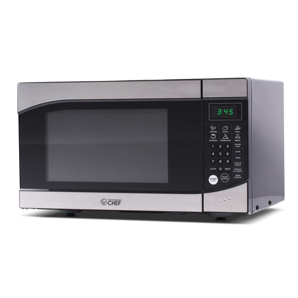 Commercial CHEF 09 cu ft Countertop Microwave Stainless and Black