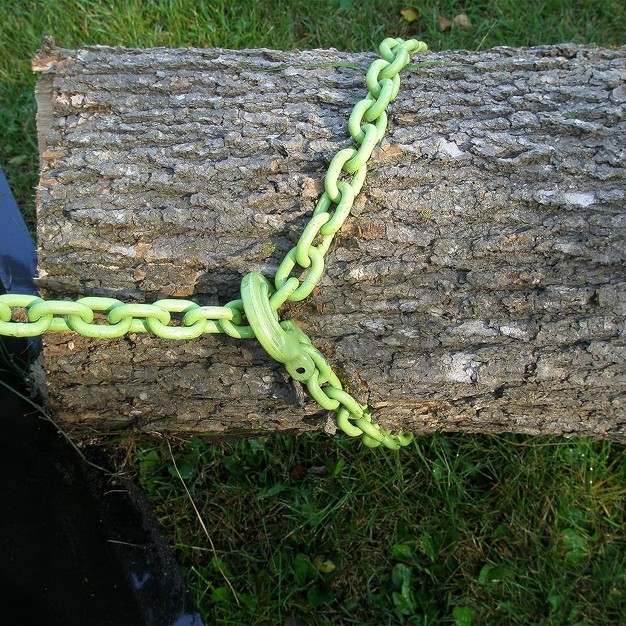 Timber Tuff 15 Foot 4 700 Pound Maximum Pulling Force Choker Chain With Probe Stake For Atvs Utvs And Lawn Tractors High Visibility Green