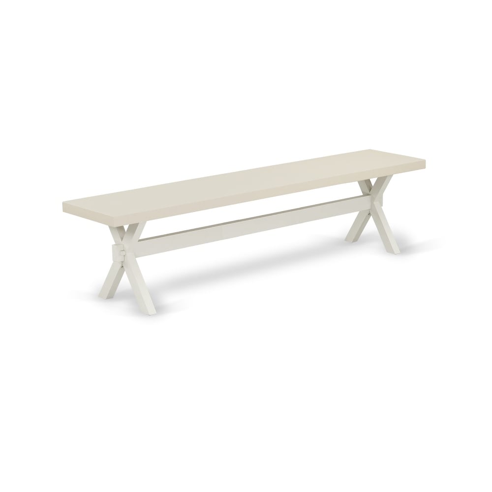 East West Furniture X Style Modern Dining Bench with Wooden Seat(Finish Options)