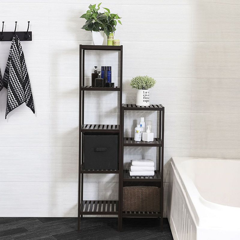 Wicker Bathroom Shelf Stand 4-Tier Multifunctional Storage Rack Shelving Unit