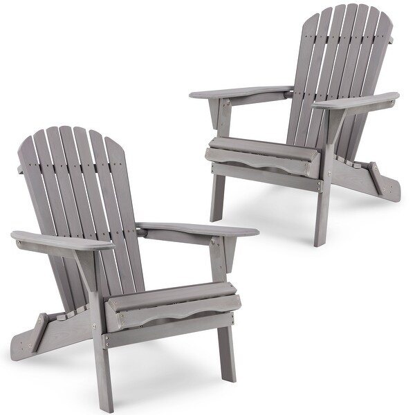 Wooden Outdoor Folding Adirondack Chair Set of 2 Wood Lounge Patio Chair for Garden