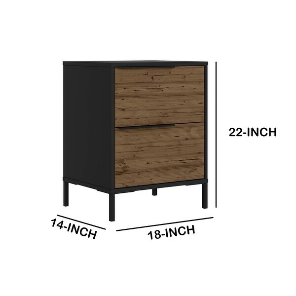 Wood and Metal Office Accent Storage Cabinet with 2 Drawers - - 37316413