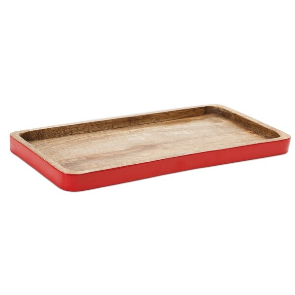 Rectangular Wooden Trimmed Christmas Serving Tray