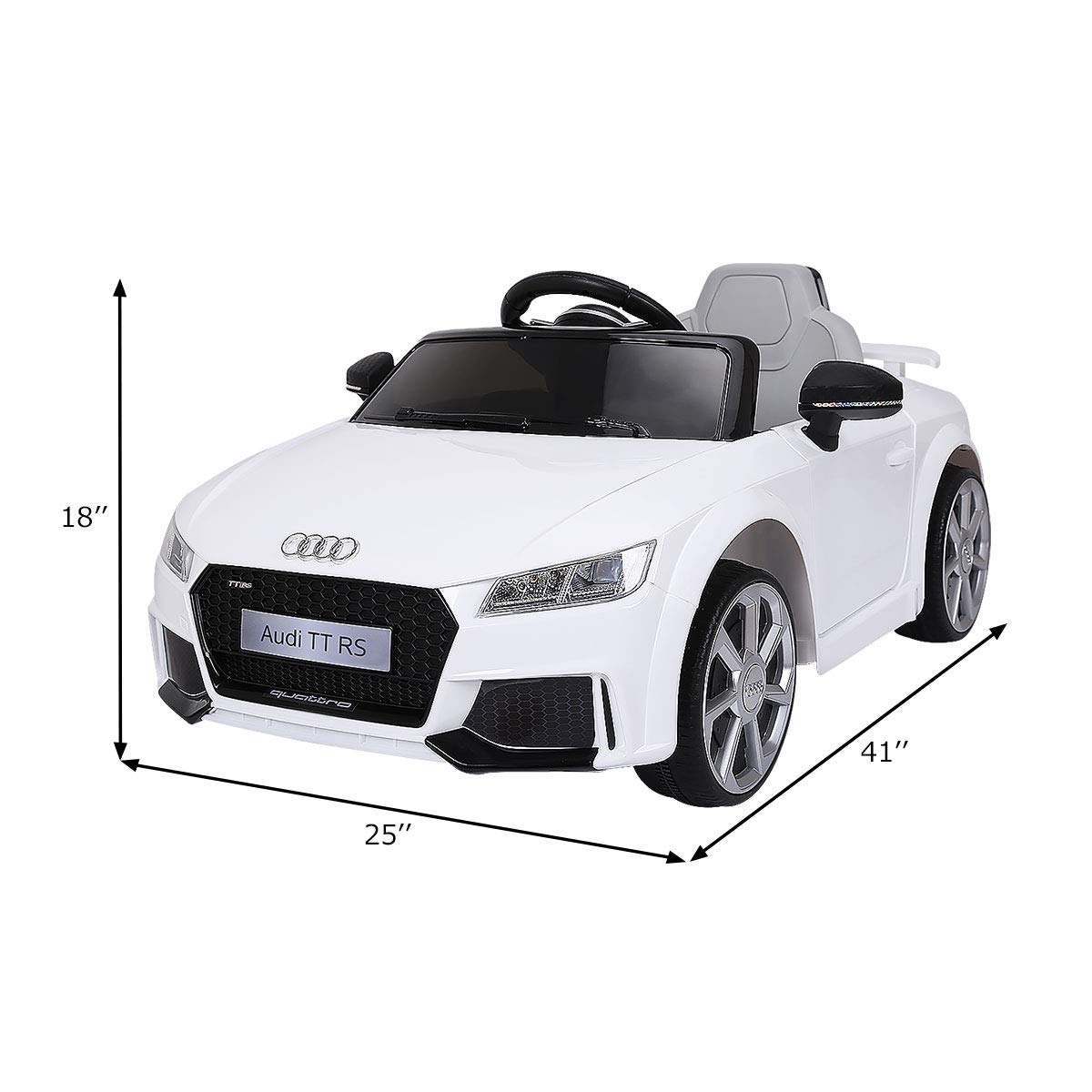 12V Licensed Audi TT RS, Battery Powered Electric Ride On Vehicle w/ 2.4G Parental Remote Control, White