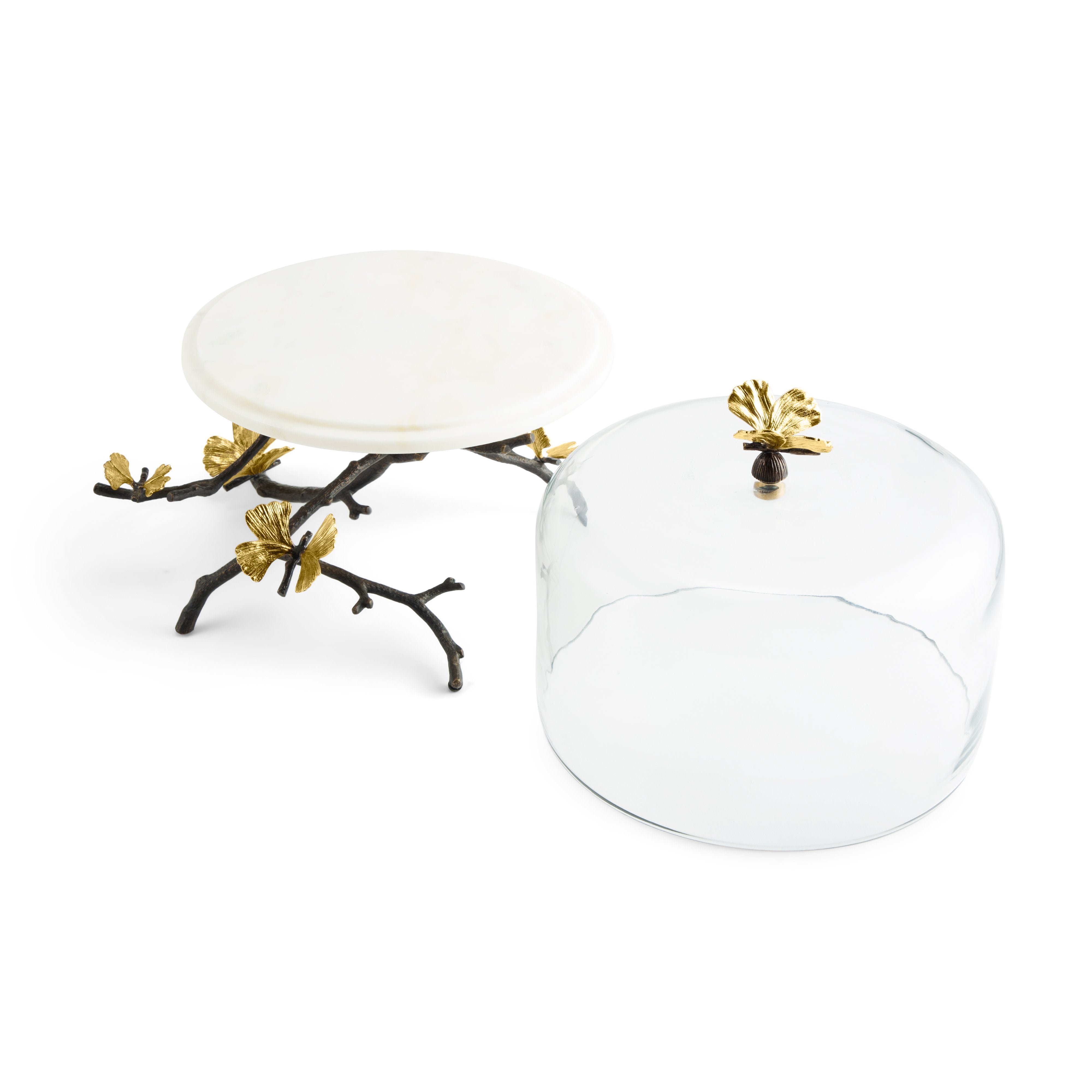 Butterfly Ginkgo Cake Stand with Dome