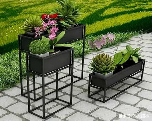 Factory Supply Powder Coated Customized  Decoration  Rectangular Flower Pots  Planters