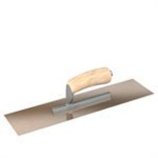 Bon Tool 14 in. x 5 in. Golden Stainless Steel Square End Finishing Trowel with Wood Handle and Short Shank 66-142