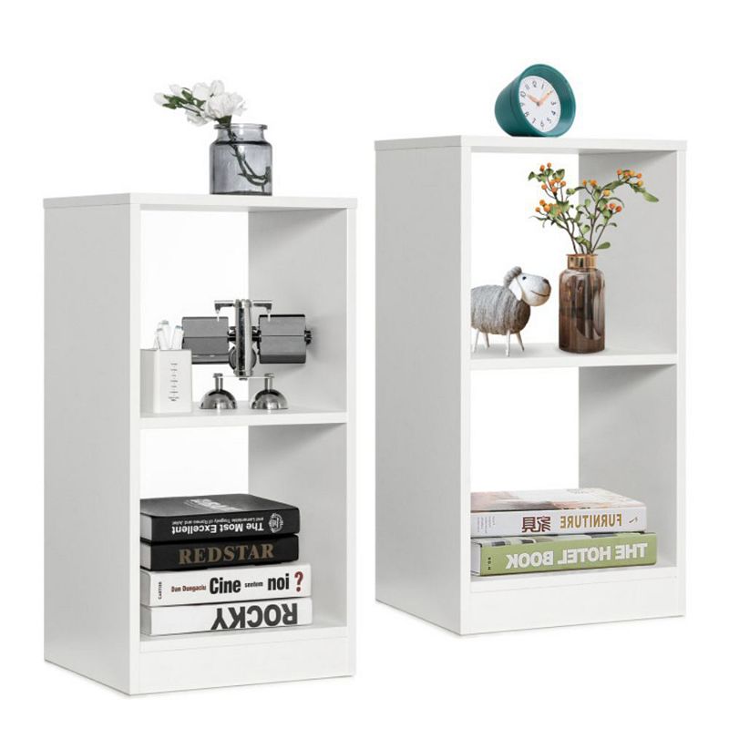 Hivago 2-tier Bookcase Set of 2 with Anti-toppling Device