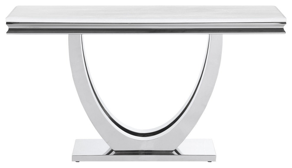 Kerwin U base Rectangle Sofa Table White and Chrome   Modern   Console Tables   by Modon  Houzz