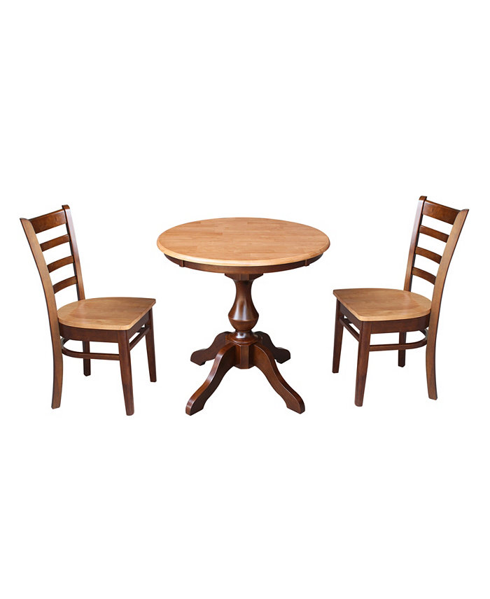 International Concepts 30 Round Top Pedestal Table- With 2 Chairs