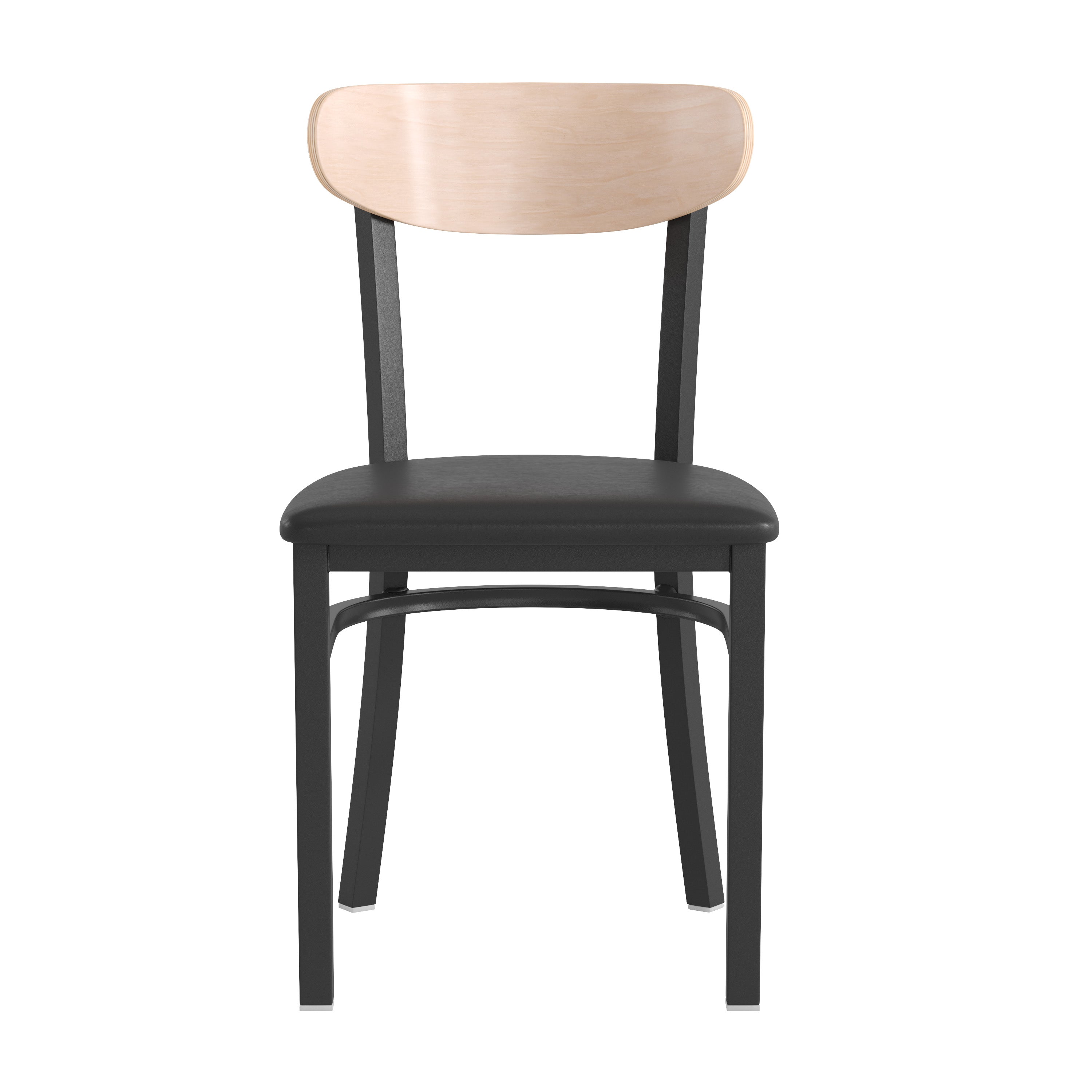 Flash Furniture Wright Metal/Wood Restaurant Chair， Set of 2， Natural Birch/Black