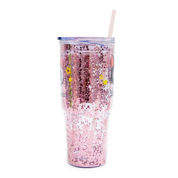 Just Funky Sailor Moon Luna And Artemis Glitter Tumbler With Lid And Straw Hold 31 Ounces