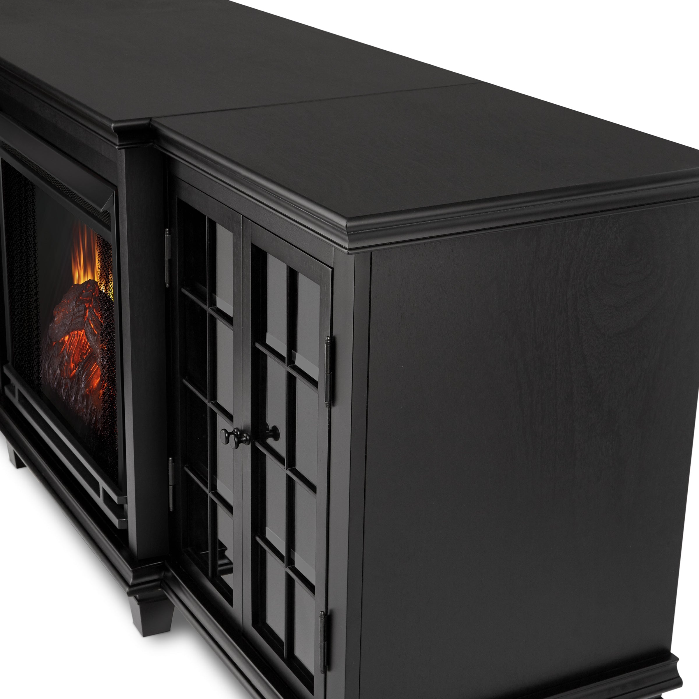 Marlowe Electric Entertainment Fireplace in Black by Real Flame