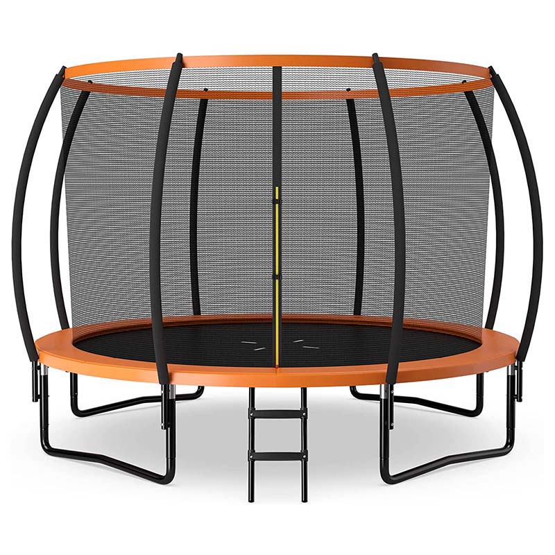 8/10/12FT ASTM Approved Outdoor Large Recreational Trampoline with Ladder & Enclosure Net Safety Pad