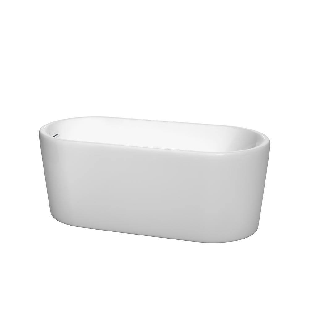 Wyndham Collection Ursula 59 in. Acrylic Flatbottom Bathtub in White with Shiny White Trim WCBTK151159SWTRIM