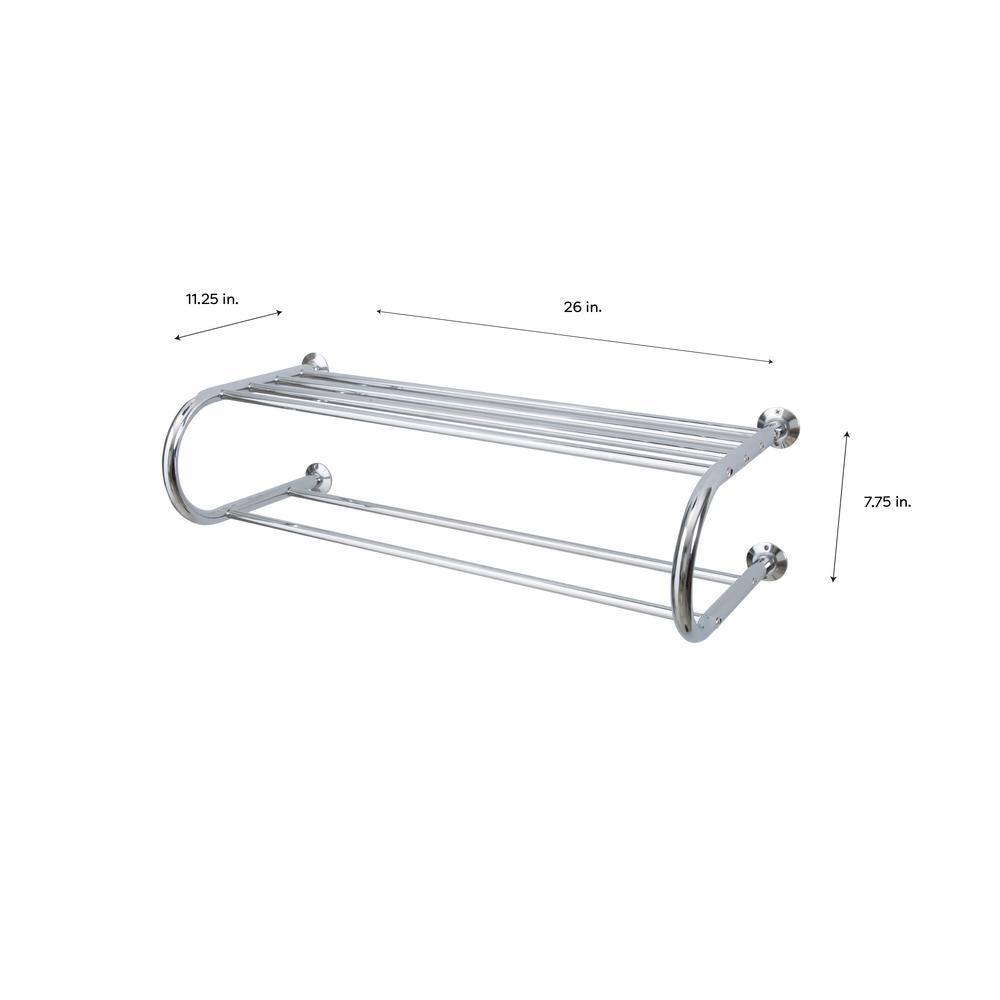 OIA Wall Mounted Bath Shelf with 26 in. Towel Bar in Chrome NH-1750W