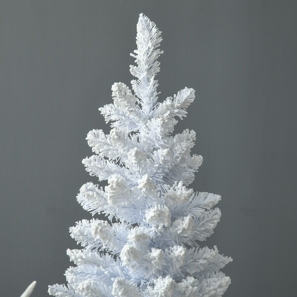 5' / 7' Christmas Tree，Slim Design with Realistic Branches，White