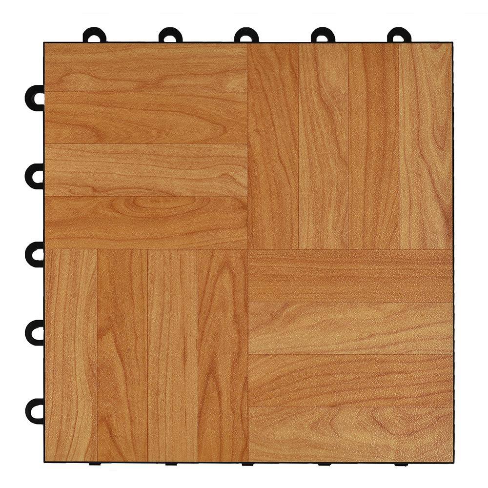 Greatmats Max Tile 12 in. W x 12 in. L Light Oak Waterproof Interlocking Modular Basement Vinyl Floor Tiles (20 sq. ft. 20-Pack) MAXTLOK20